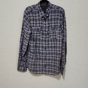 Buffalo David Bitton Plaid Button Down Shirt - Black and White